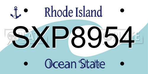 SXP8954 Rhode Island License Plate