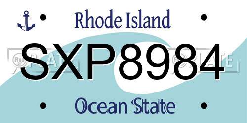 SXP8984 Rhode Island License Plate