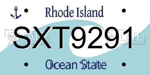 SXT9291 Rhode Island License Plate