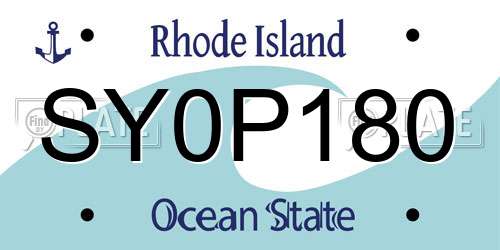 SY0P180 Rhode Island License Plate