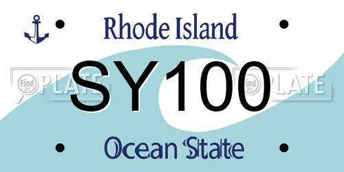 SY100 Rhode Island License Plate