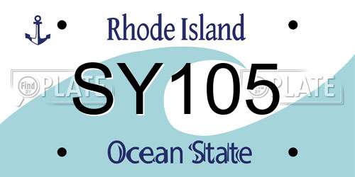 SY105 Rhode Island License Plate