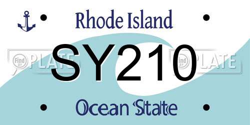 SY210 Rhode Island License Plate