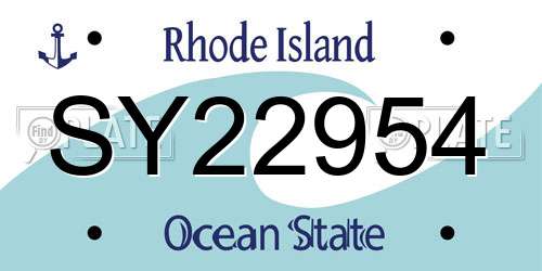SY22954 Rhode Island License Plate