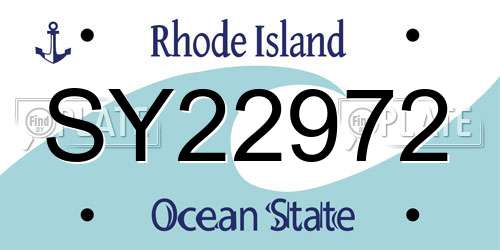 SY22972 Rhode Island License Plate