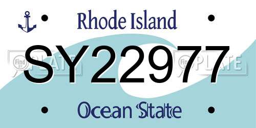 SY22977 Rhode Island License Plate