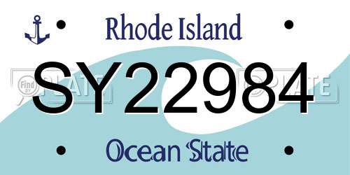 SY22984 Rhode Island License Plate