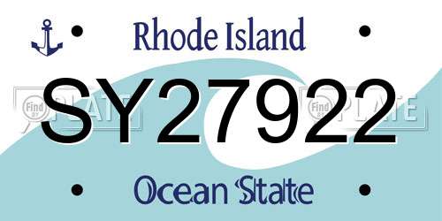 SY27922 Rhode Island License Plate