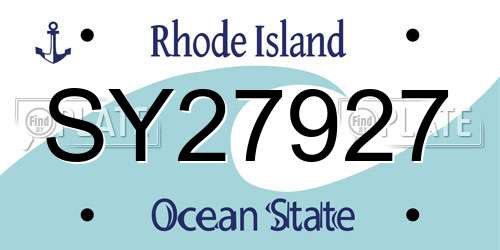 SY27927 Rhode Island License Plate