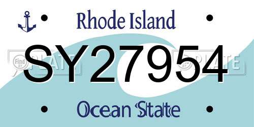 SY27954 Rhode Island License Plate