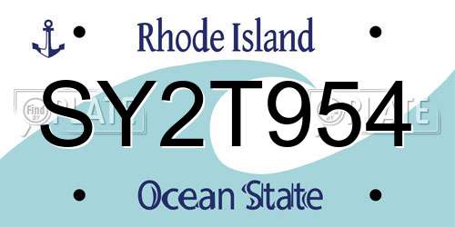 SY2T954 Rhode Island License Plate