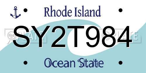 SY2T984 Rhode Island License Plate