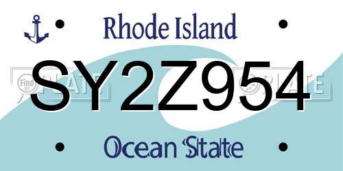 SY2Z954 Rhode Island License Plate