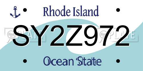 SY2Z972 Rhode Island License Plate