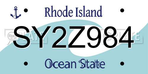 SY2Z984 Rhode Island License Plate
