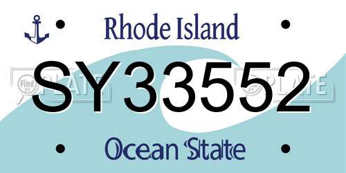 SY33552 Rhode Island License Plate
