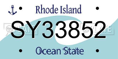 SY33852 Rhode Island License Plate