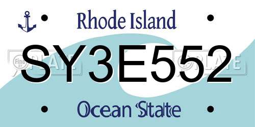 SY3E552 Rhode Island License Plate