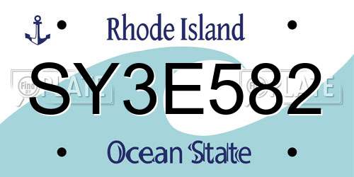 SY3E582 Rhode Island License Plate