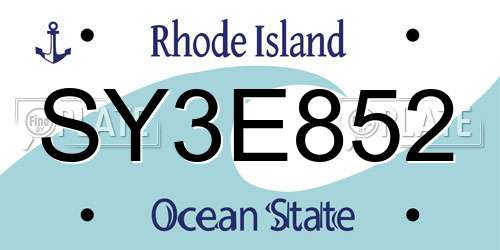 SY3E852 Rhode Island License Plate