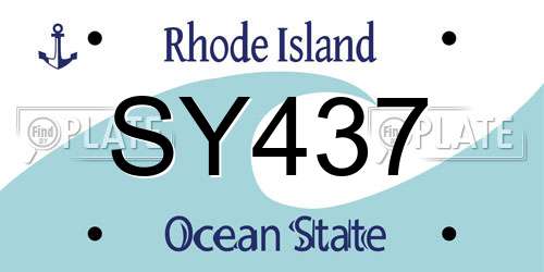 SY437 Rhode Island License Plate