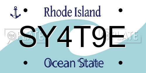 SY4T9E Rhode Island License Plate