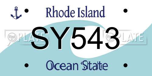 SY543 Rhode Island License Plate