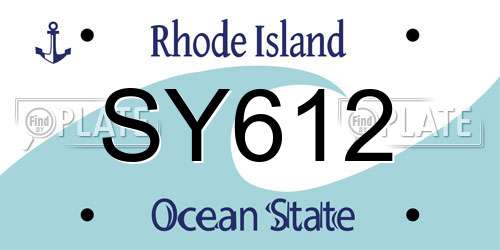 SY612 Rhode Island License Plate