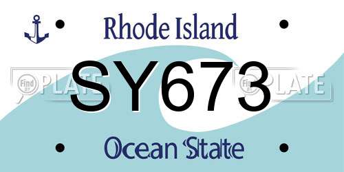 SY673 Rhode Island License Plate