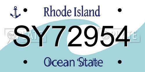 SY72954 Rhode Island License Plate