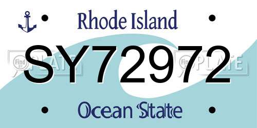 SY72972 Rhode Island License Plate