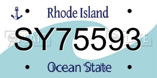 SY75593 Rhode Island License Plate