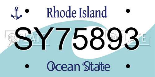 SY75893 Rhode Island License Plate