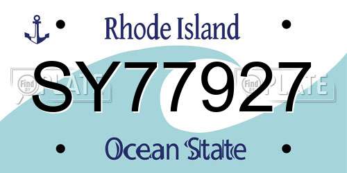 SY77927 Rhode Island License Plate