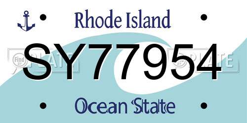SY77954 Rhode Island License Plate