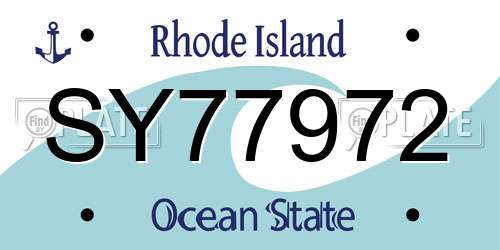 SY77972 Rhode Island License Plate