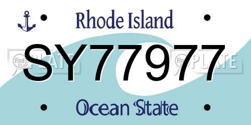 SY77977 Rhode Island License Plate