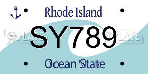 SY789 Rhode Island License Plate
