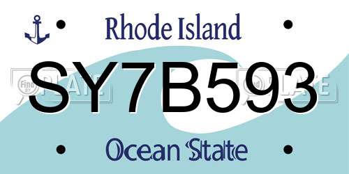 SY7B593 Rhode Island License Plate