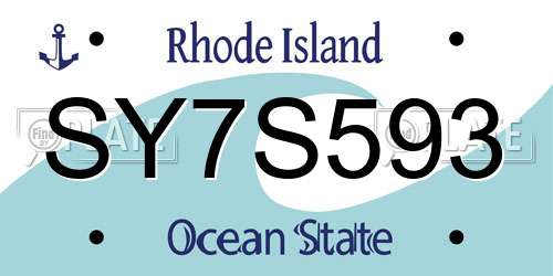 SY7S593 Rhode Island License Plate