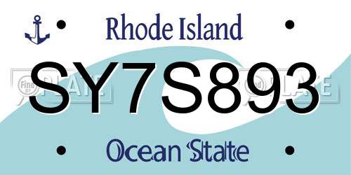 SY7S893 Rhode Island License Plate