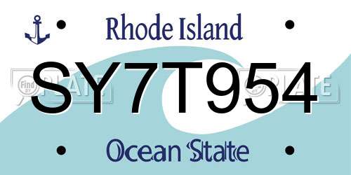 SY7T954 Rhode Island License Plate