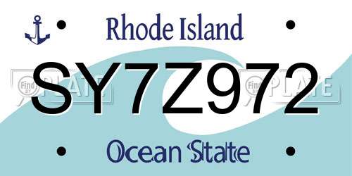 SY7Z972 Rhode Island License Plate