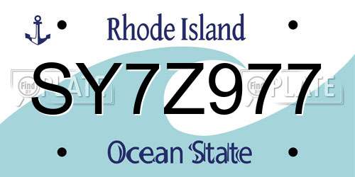 SY7Z977 Rhode Island License Plate