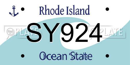 SY924 Rhode Island License Plate