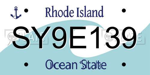 SY9E139 Rhode Island License Plate