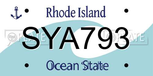 SYA793 Rhode Island License Plate