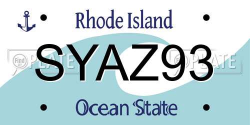 SYAZ93 Rhode Island License Plate