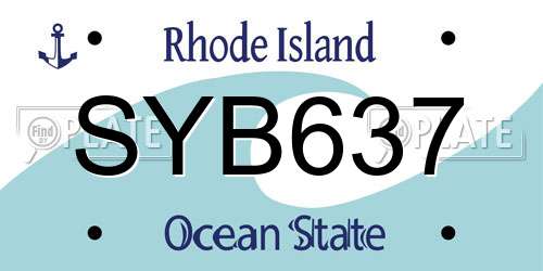 SYB637 Rhode Island License Plate