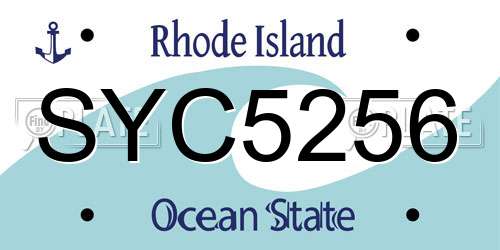 SYC5256 Rhode Island License Plate